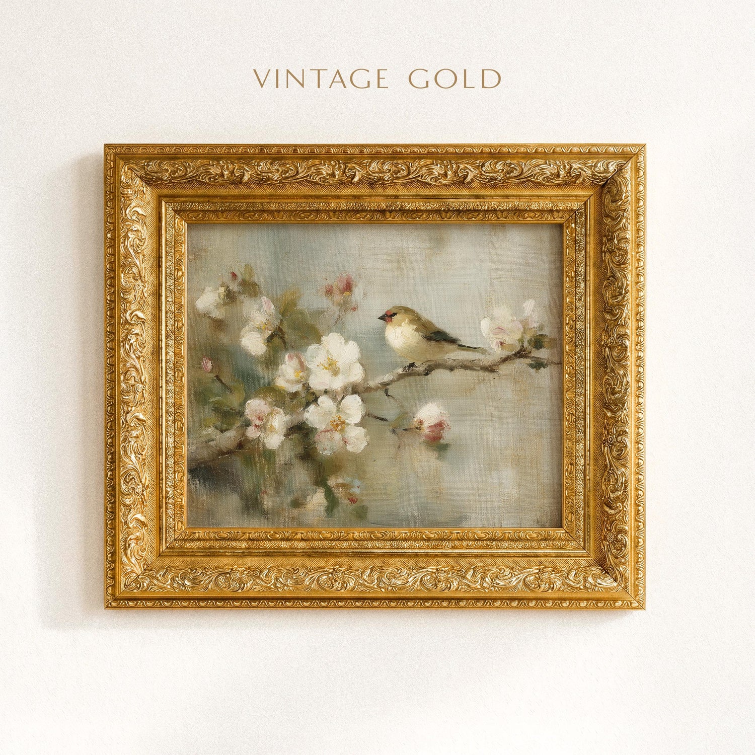 Finch Among the Blossoms — Framed Vintage Art Print